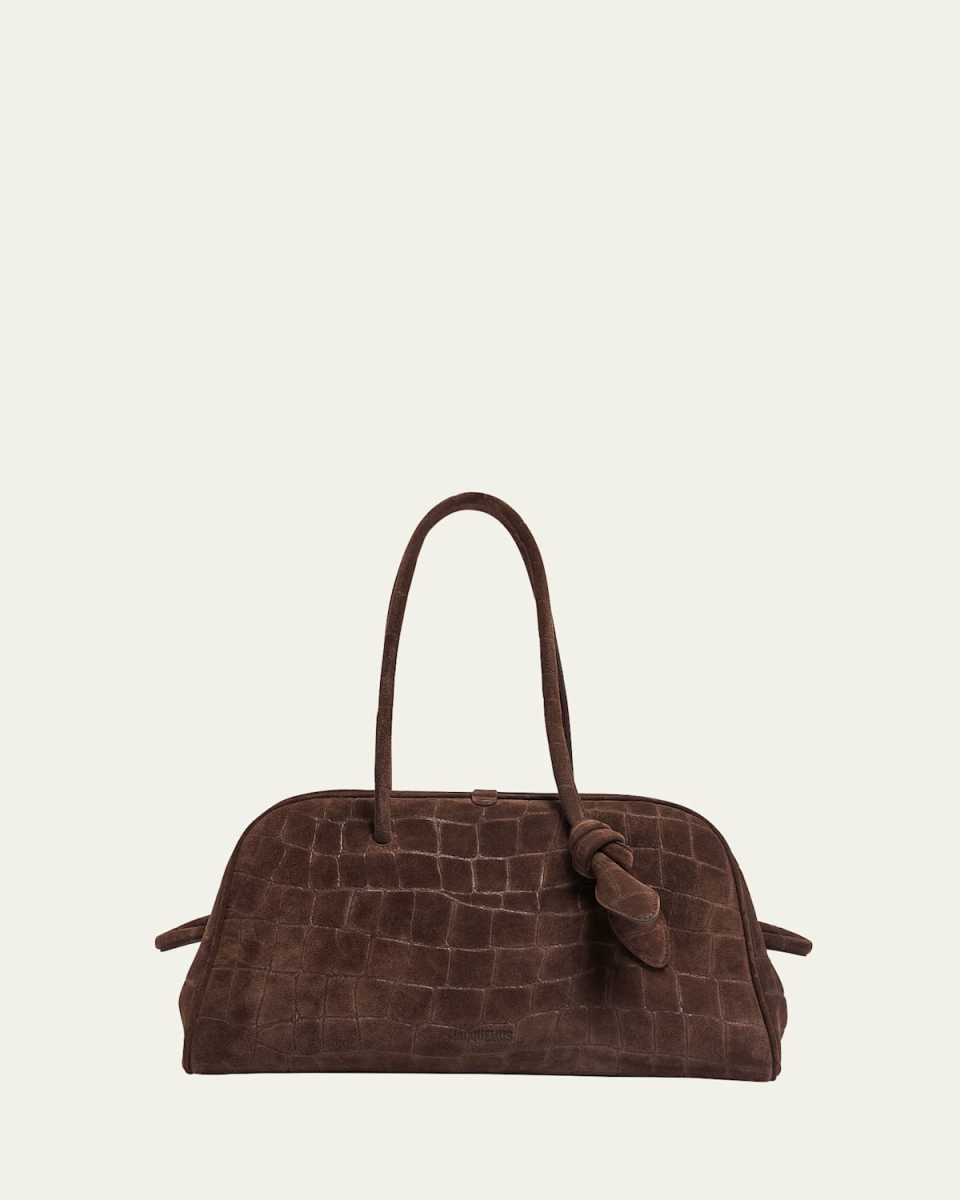 Le Turismo Croc-Embossed Suede Shoulder Bag